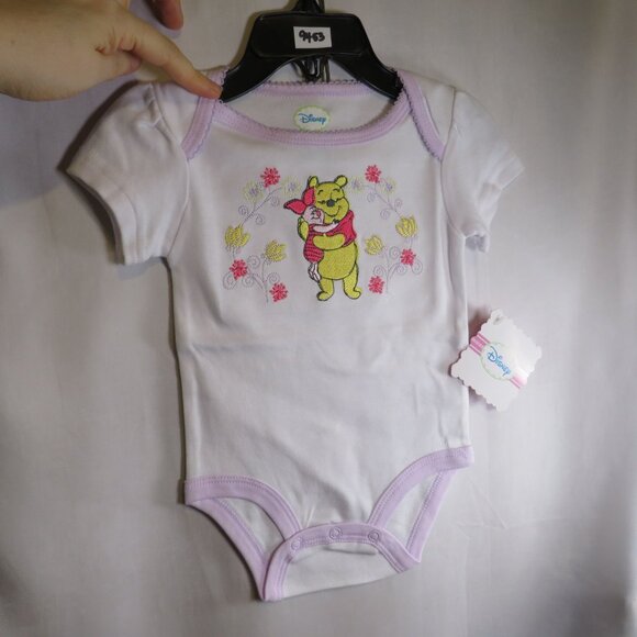 Disney Other - Baby Winnie the Pooh & Piglet bodysuit 3-6mts embroidered 100% cotton NWT
